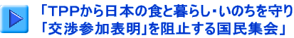  「ＴＰＰから日本の食と暮らし・いのちを守り ｢交渉参加表明｣を阻止する国民集会」