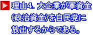 理由４．大企業が軍資金 （政治資金）を自民党に 放出するからである。