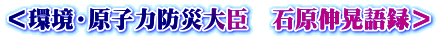 ＜環境・原子力防災大臣　石原伸晃語録＞