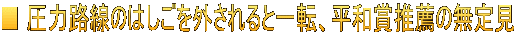 ■ 圧力路線のはしごを外されると一転、平和賞推薦の無定見
