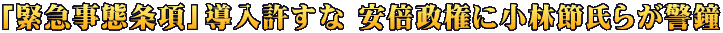 「緊急事態条項」導入許すな 安倍政権に小林節氏らが警鐘