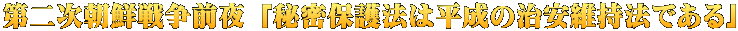 第二次朝鮮戦争前夜 「秘密保護法は平成の治安維持法である」