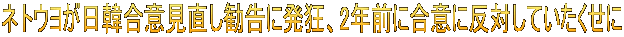 ネトウヨが日韓合意見直し勧告に発狂、2年前に合意に反対していたくせに