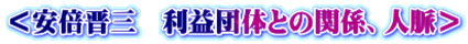 ＜安倍晋三　利益団体との関係、人脈＞