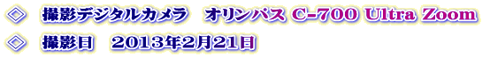 ◇　撮影デジタルカメラ　オリンパス C-700 Ultra Zoom  ◇　撮影日　2013年2月21日