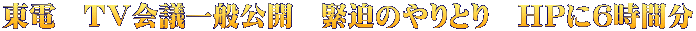 東電　ＴＶ会議一般公開　緊迫のやりとり　ＨＰに６時間分