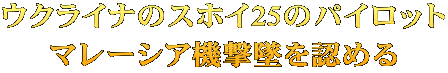 ウクライナのスホイ25のパイロット マレーシア機撃墜を認める