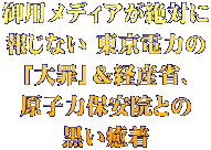 御用メディアが絶対に 報じない 東京電力の 「大罪」＆経産省、 原子力保安院との 黒い癒着