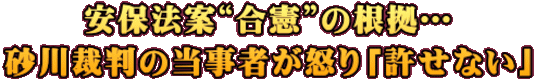 安保法案“合憲”の根拠… 砂川裁判の当事者が怒り「許せない」