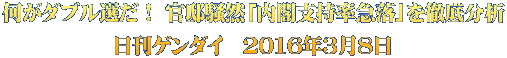 何がダブル選だ！ 官邸騒然「内閣支持率急落」を徹底分析 日刊ゲンダイ　2016年3月8日