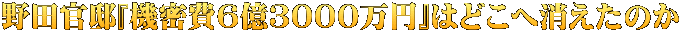野田官邸『機密費６億３０００万円』はどこへ消えたのか
