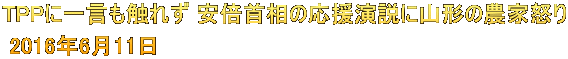 TPPに一言も触れず 安倍首相の応援演説に山形の農家怒り  2016年6月11日