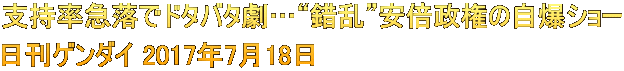 支持率急落でドタバタ劇…“錯乱”安倍政権の自爆ショー 日刊ゲンダイ 2017年7月18日