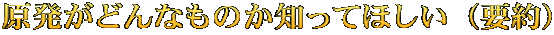 原発がどんなものか知ってほしい（要約）