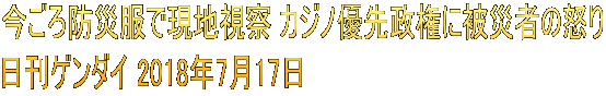 今ごろ防災服で現地視察 カジノ優先政権に被災者の怒り 日刊ゲンダイ 2018年7月17日