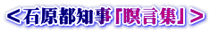 ＜石原都知事「瞑言集」＞