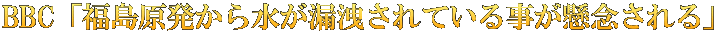 BBC「福島原発から水が漏洩されている事が懸念される」