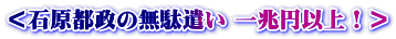 ＜石原都政の無駄遣い 一兆円以上！＞