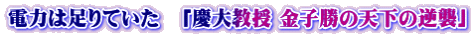 電力は足りていた　「慶大教授 金子勝の天下の逆襲」