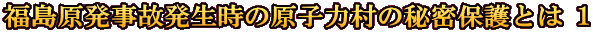 福島原発事故発生時の原子力村の秘密保護とは 1