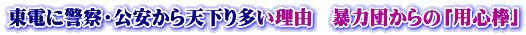 東電に警察・公安から天下り多い理由　暴力団からの「用心棒」